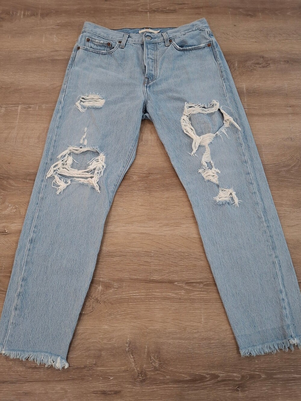 Levi's Premium Wedgie Straight Distressed Jeans Women's W29 Light Wash